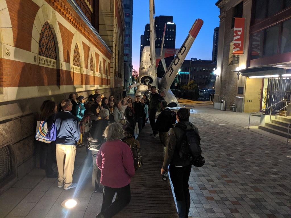Group of people conducting a walk audit in Center City Philadelphia