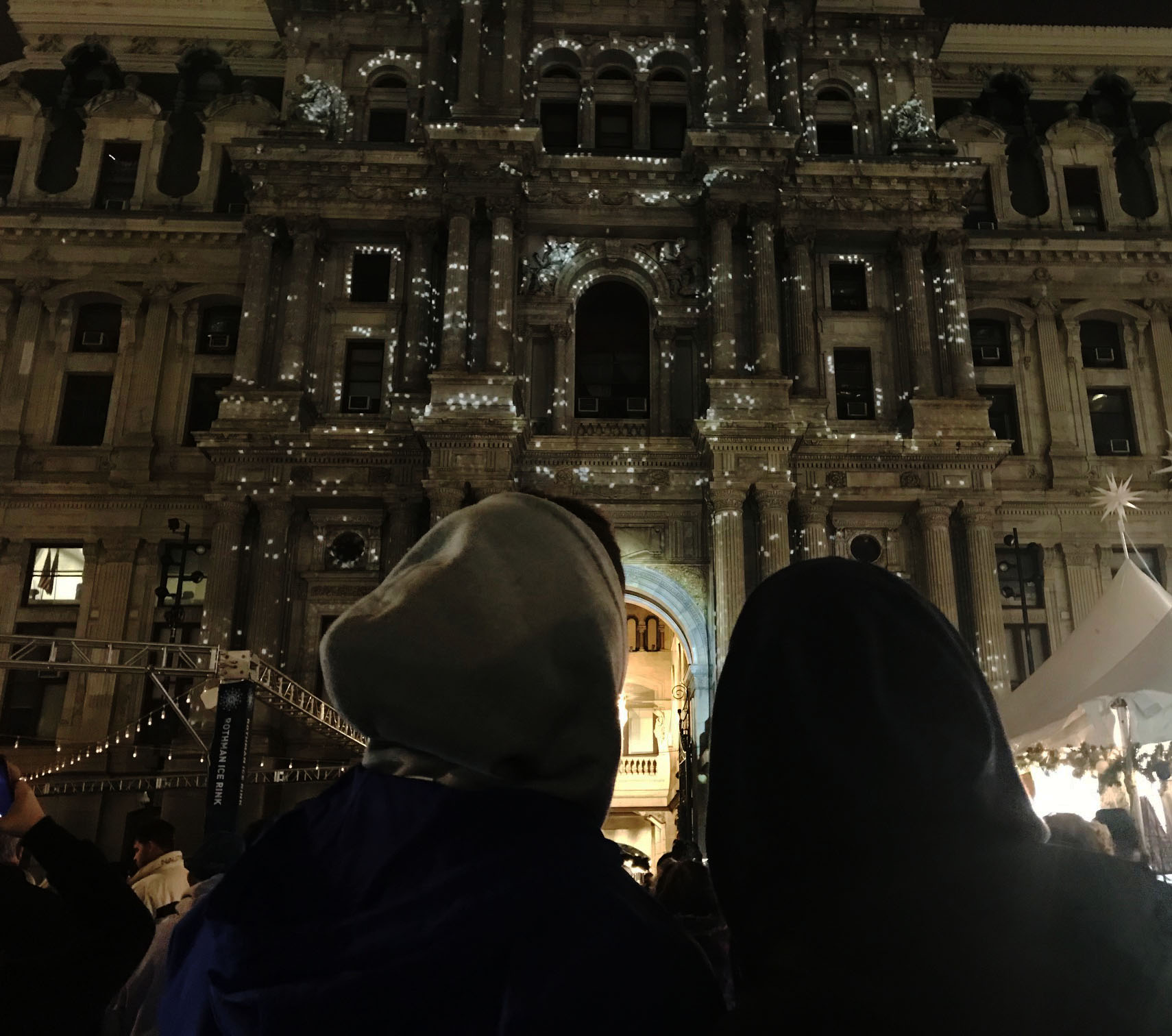 Holiday lights walk near City Hall