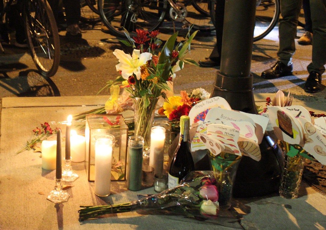 Vigil for victim of traffic violence.