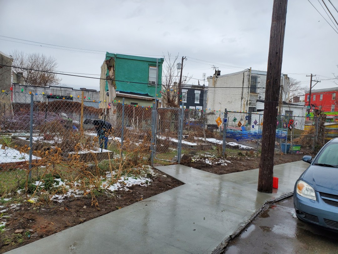 Brand new sidewalk along Kensington Neighbors Garden